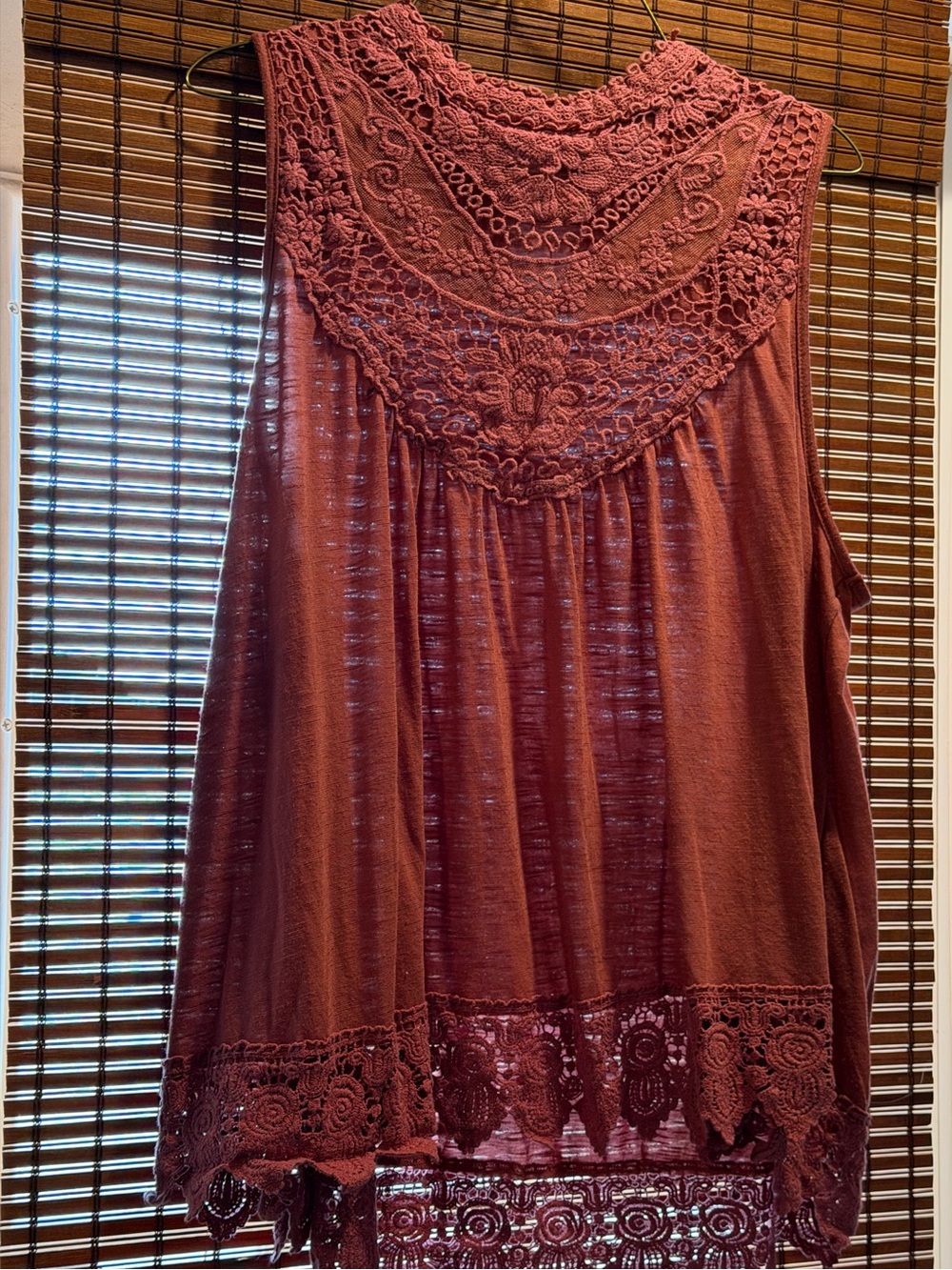 Sleeveless Crochet-Trim Top